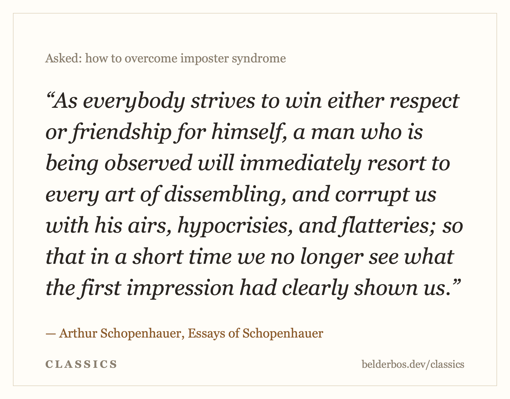 Classics result: Schopenhauer on imposter syndrome