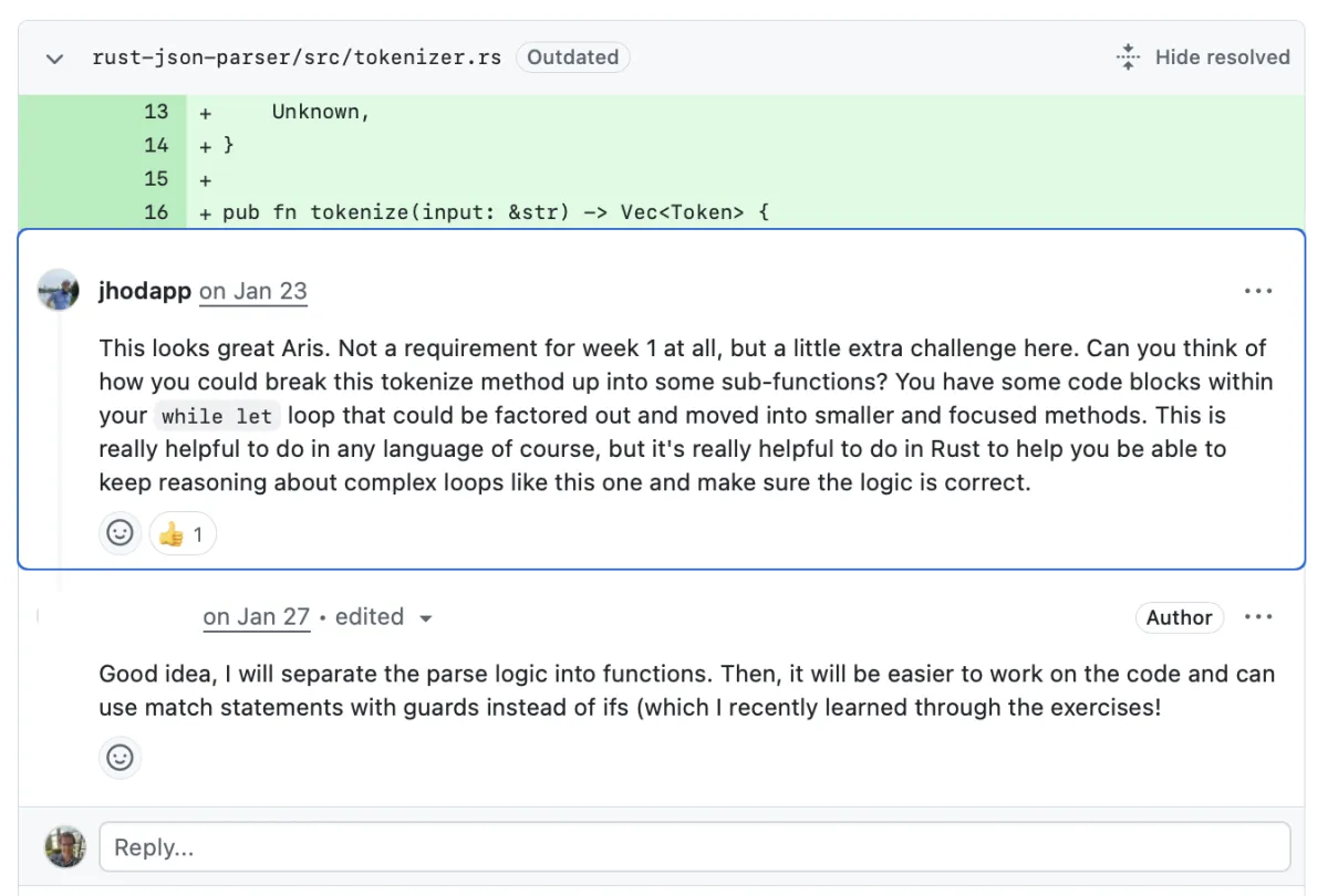 Code review on refactoring a loop