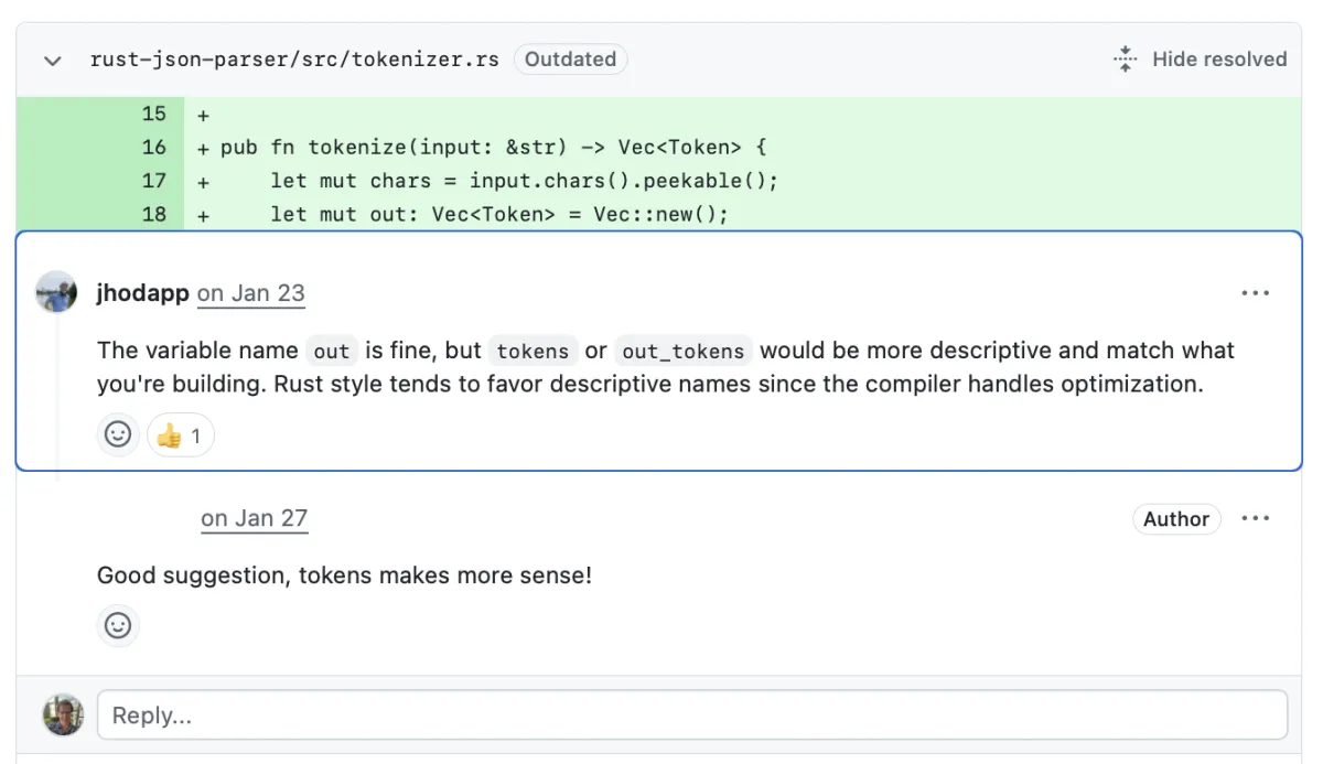 Code review on naming