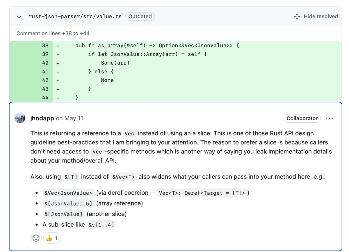 Code review on API design