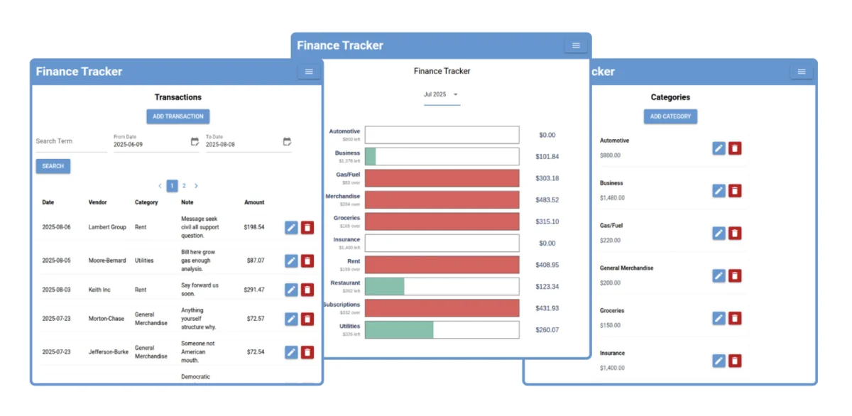 Finance Tracker screenshot