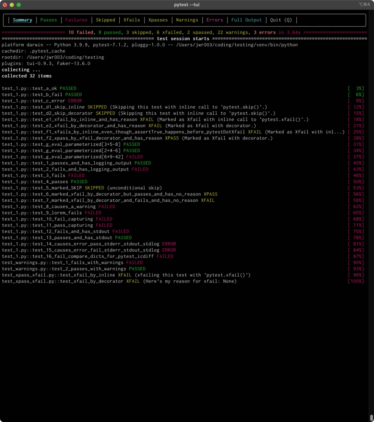 pytest-tui screenshot