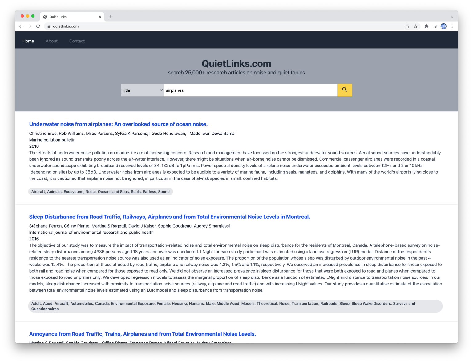 QuietLinks screenshot